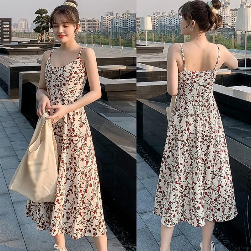 Đầm Hai Dây In Hoa Nhí Xinh Xắn Cho Nữ