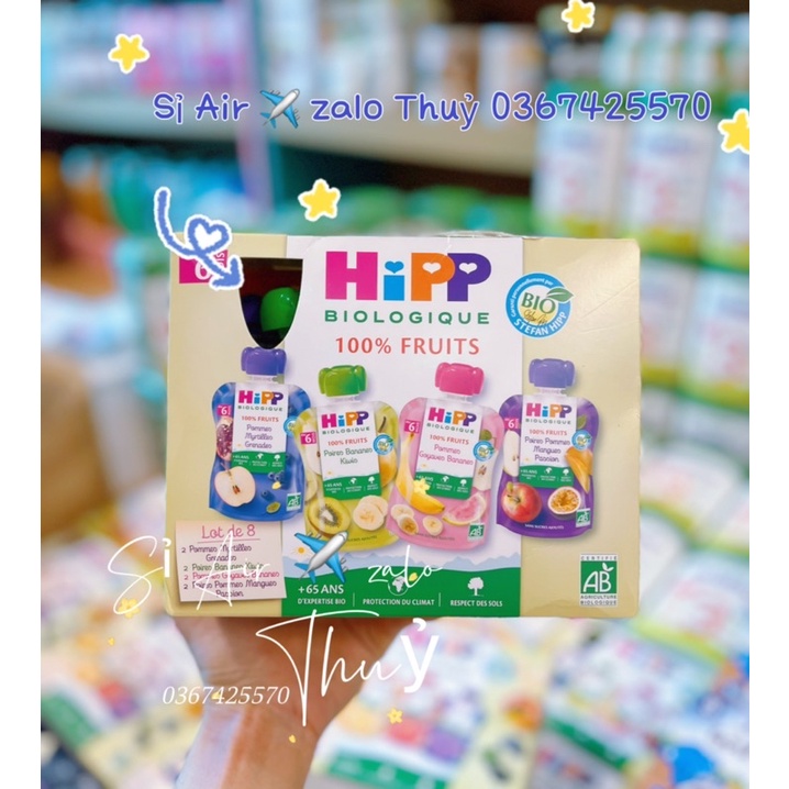 (Air ✈️ đủ bill) Hoa quả nghiền Hipp của Pháp ( hộp 8 gói)