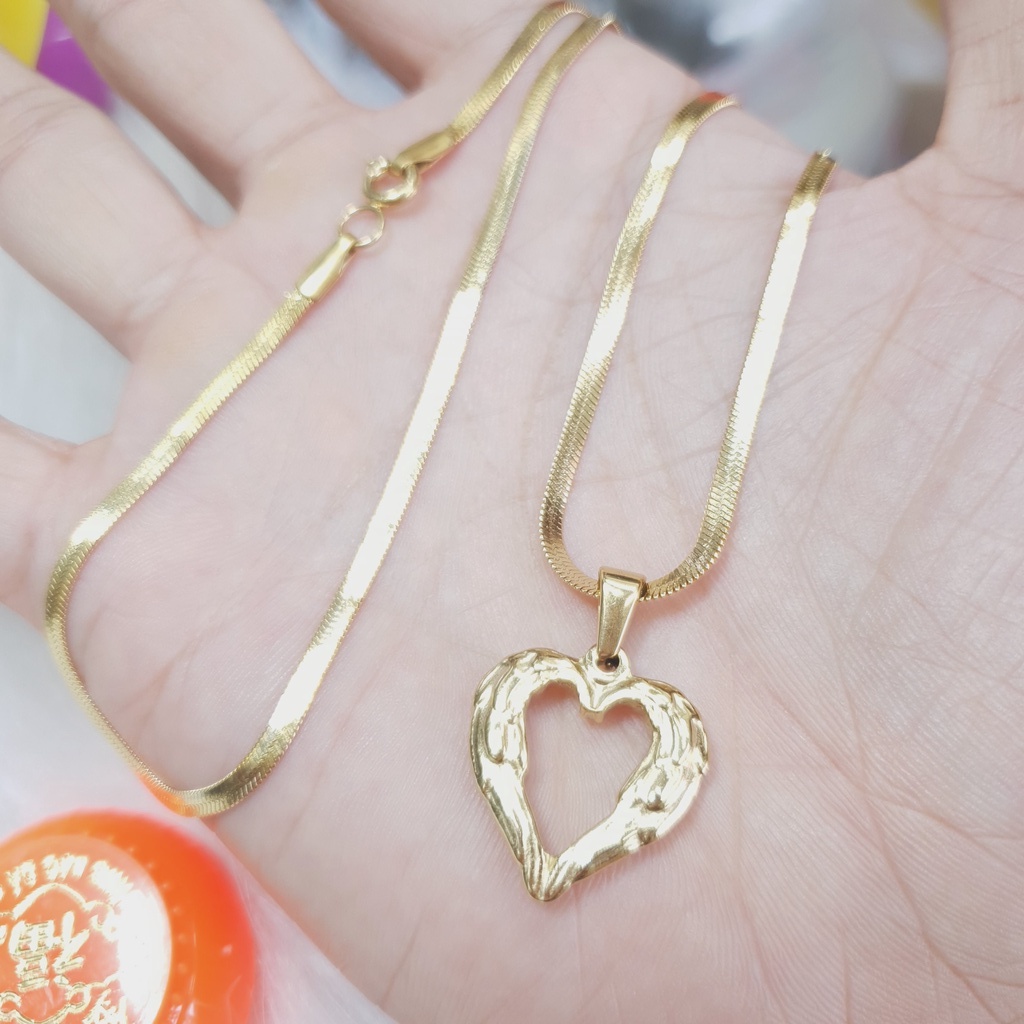 (Có ký hiệu-Không phai màu) Dây Chuyền Dập Trái Tim Đúc Nhẹ Titanium Cao Cấp-Dùng lâu dài tắm rửa thoải mái không đen