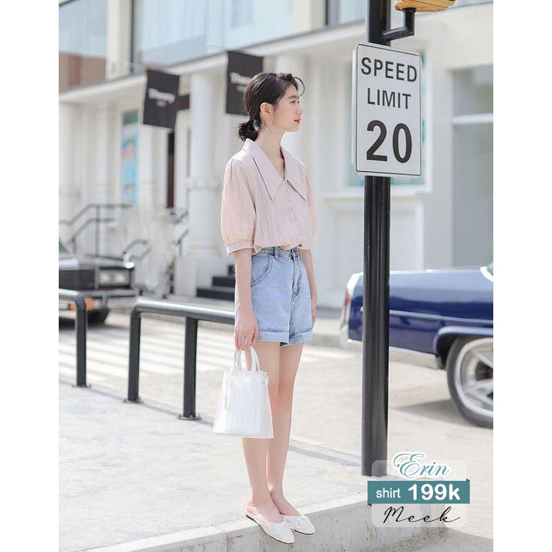 Erin Shirt - Áo sơ mi cổ V tay phồng lỡ - Meek Fashion