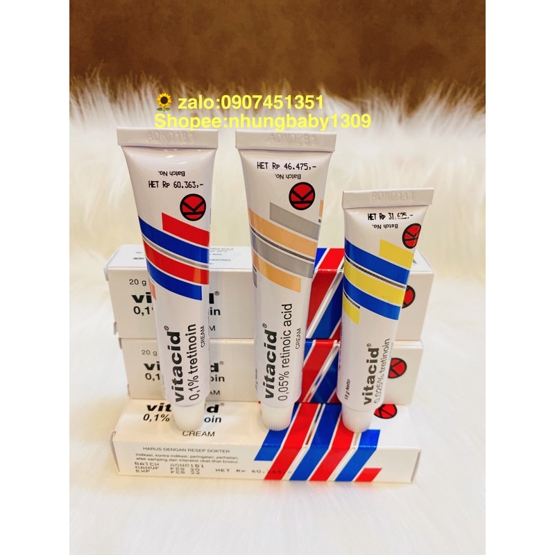 Kem Vìtacìd tretìnoìn 0,1% .0,05% .0,025 % chống lão hoá