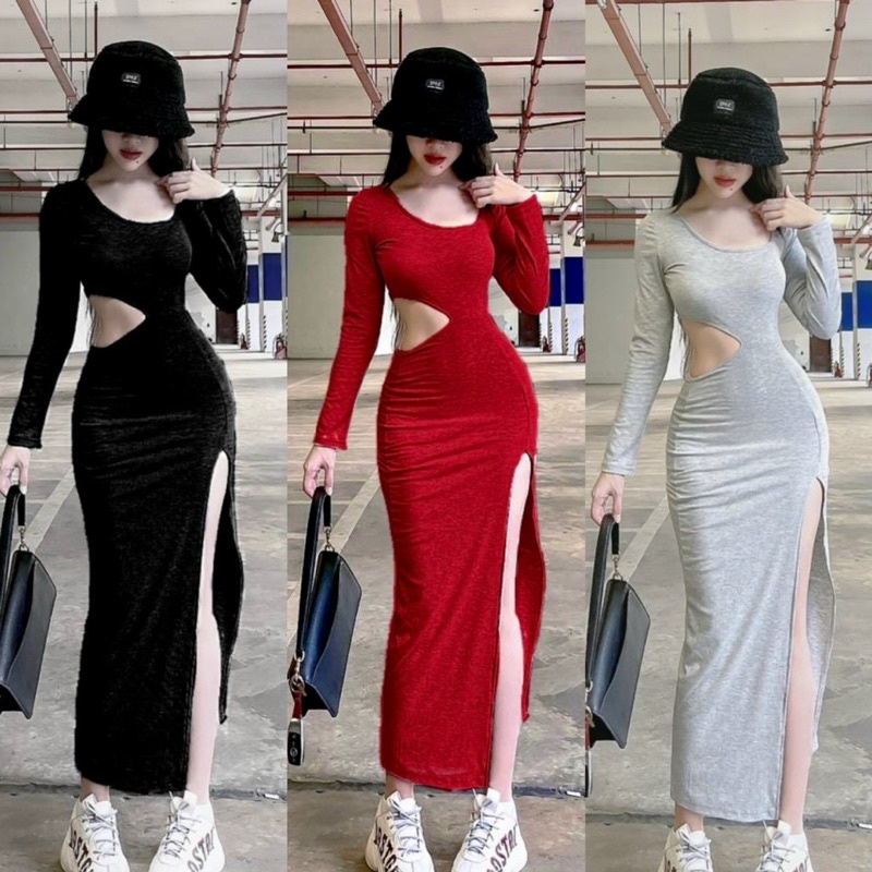 Đầm Maxxi Body Khoét Eo 1 Bên Xẻ Tà Cao Sexy