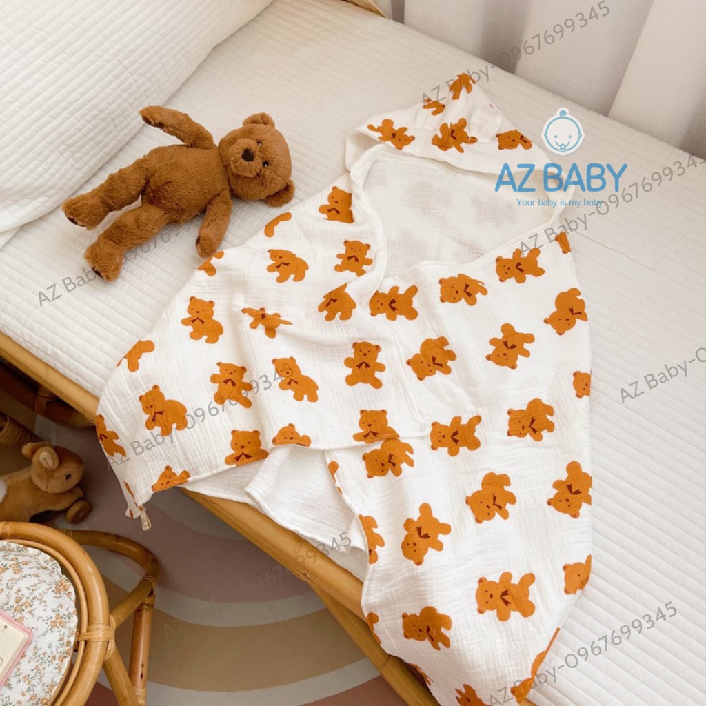 Áo choàng - Khăn choàng vải xô 6 lớp dày dặn, siêu mềm mại cho bé - AZ Baby