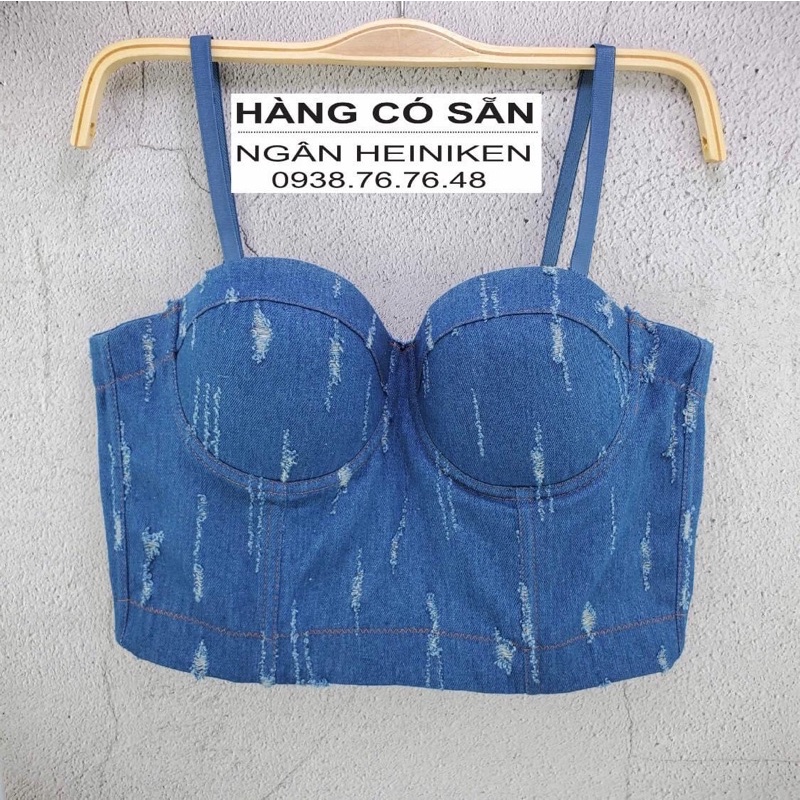 Áo cúp ngực nữ vải jean