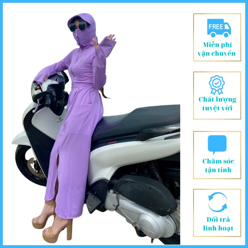 Áo Chống Nắng Nữ Dáng Dài Liền Thân 2 L ớp Áo Chống Nắng Màu Tím 19 | BigBuy360 - bigbuy360.vn