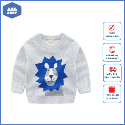 Áo len bé trai WELLKIDS, áo len cho bé 2 lớp dày ấm hàng TQXK
