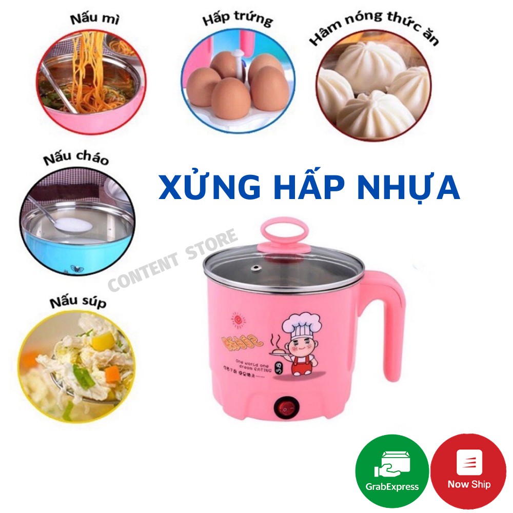 Ca Nấu Mì, Nấu Cơm Đa Năng Có Tay Cầm 1,8L - Nồi Lẩu Điện Mini Kèm Giá Hấp Nhựa, Ca Mỳ Đa Năng Cooking Poot