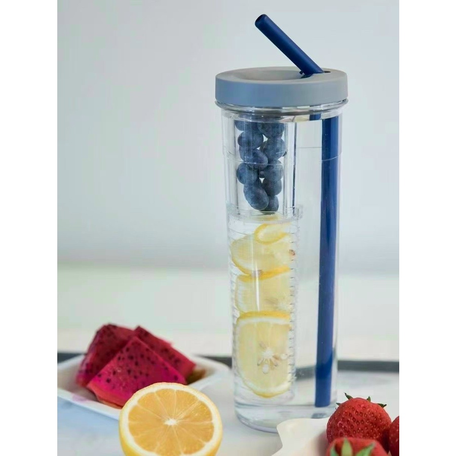 Bình Nước Detox Kèm Ống Hút, bình nước có ngăn lọc trà, bình nước văn phòng