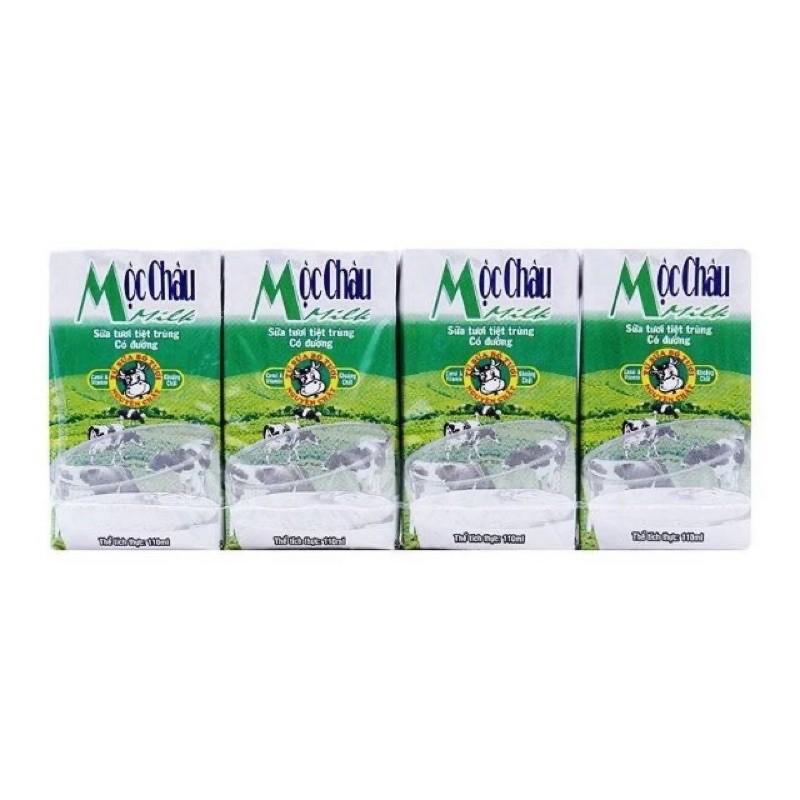 Sữa Mộc Châu có đường vỉ 4 hộp x 110ml