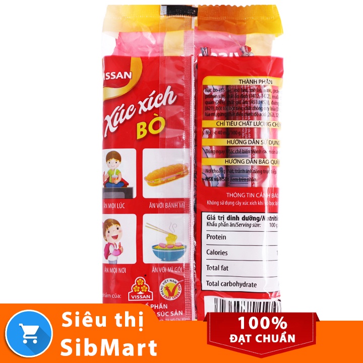 Xúc xích Bò tiệt trùng Vissan 160g (4 cây) - Siêu Thị SibMart - SB0032