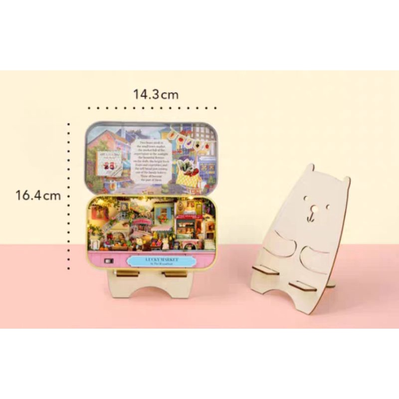 Kèm giá đỡ, keo dán và pin - Mô hình nhà gỗ búp bê Dollhouse DIY - Q007 Q008 Q009 Box Theatre
