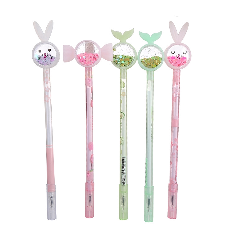 1 Bút Mực gel Màu Đen Đính Kim Sa Lấp Lánh Kiểu Hàn Quốc