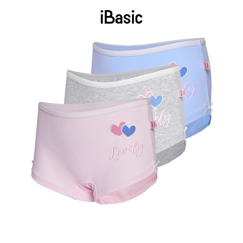 Combo 3 quần lót bé gái cotton lưng cao có họa tiết iBasic PANG018