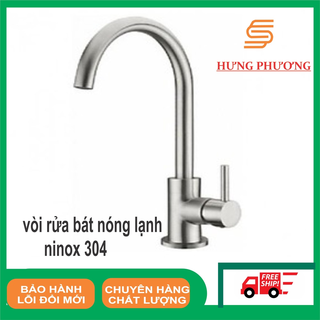 Vòi rửa bát nóng lạnh inox 304 xịn, vòi chậu rửa bát inox chuẩn 304