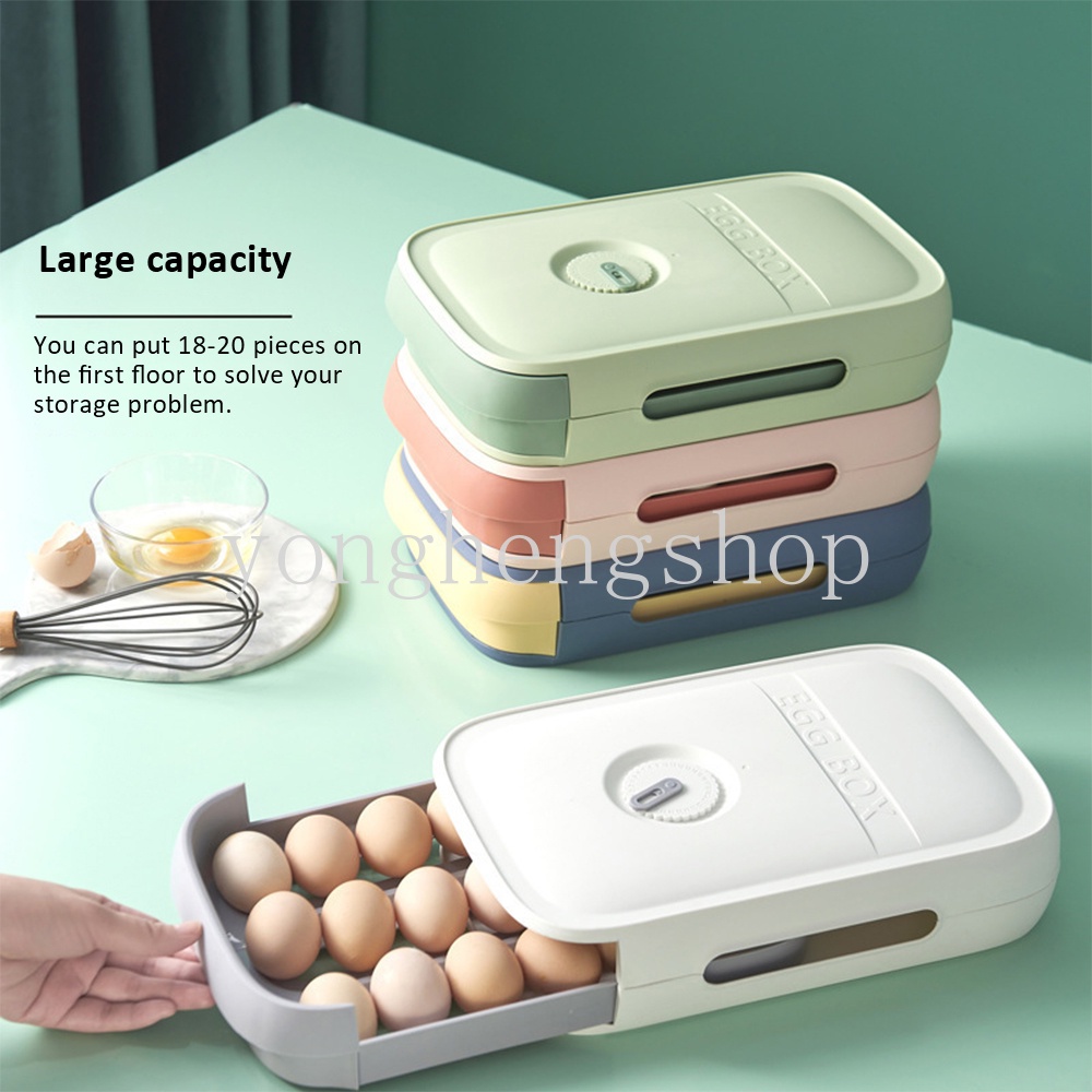 Khay Đựng Trứng Sức Chứa Lớn Kiểu Ngăn Kéo Sáng Tạo Cho Tủ Lạnh Nhà Bếp