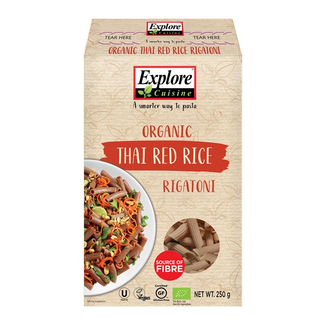 Nui Ống Gạo Lức Đỏ Hữu Cơ Explore Cuisine Red Rice Rigatoni 250g