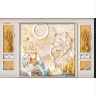 Tranh dán tường 3d phòng khách phong thủy
