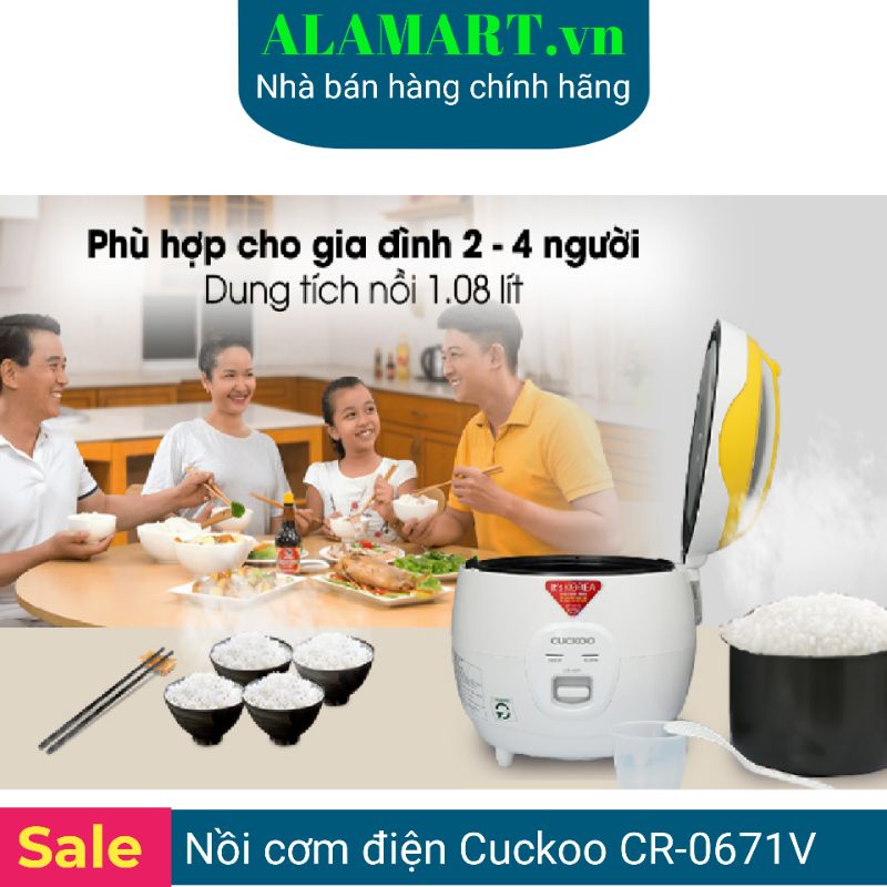 [Mã 55ELSALE1 giảm 7% đơn 300K] NỒI CƠM ĐIỆN CUCKOO 1.0L CR-0671V