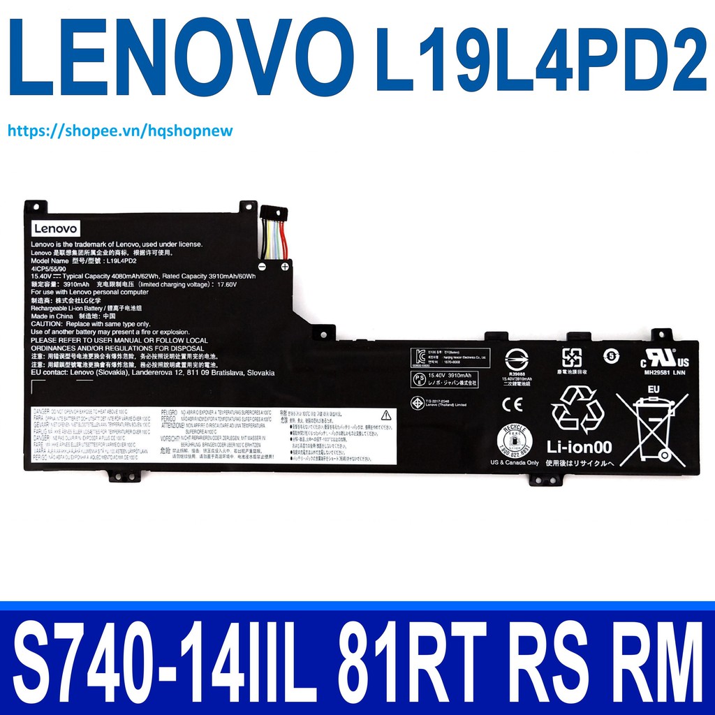 Pin laptop IdeaPad S740-14IIL, S740-14IIL-81RT ,Yoga S740 14 5B10U97773, L19L4PD2, L19M4PD2