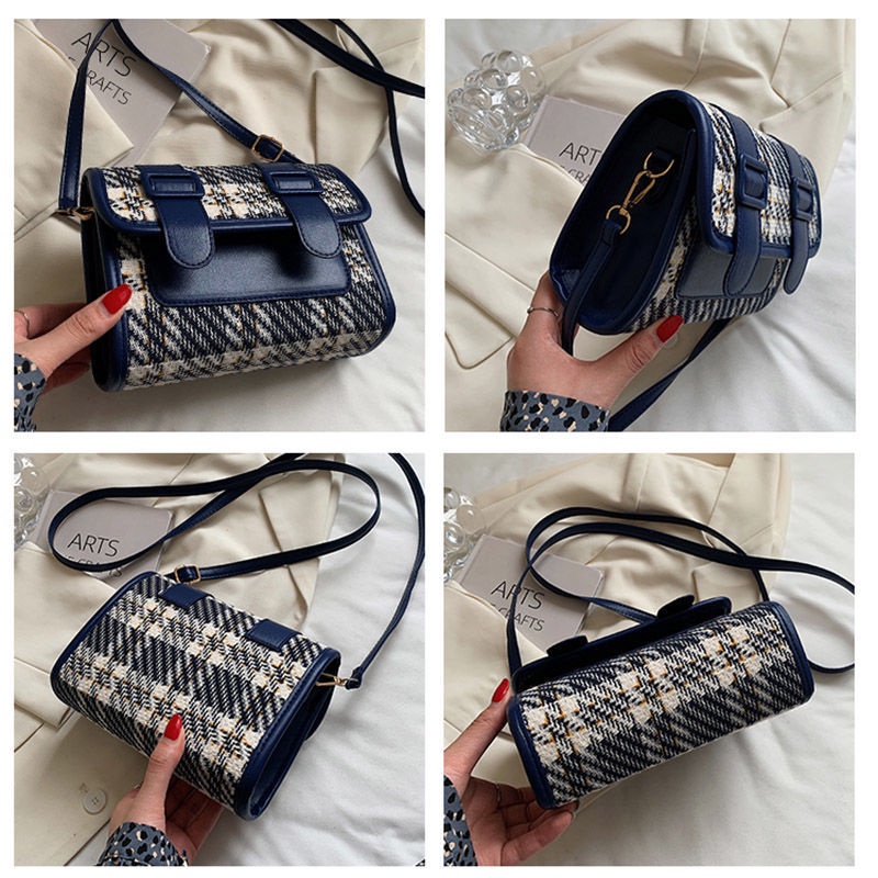 Túi đeo vai họa tiết kẻ lưới đơn giản thời trang cho nữ