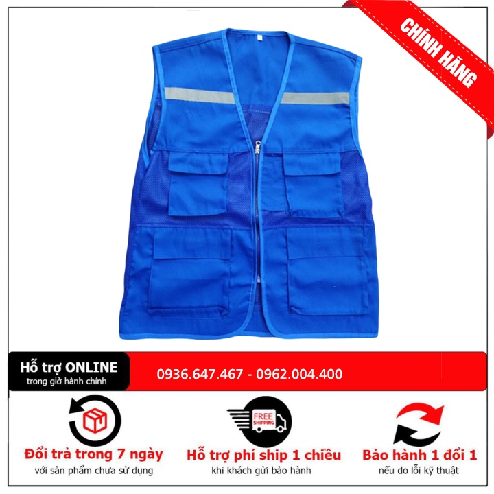Áo Gile Bảo Hộ Lao Động Nhiều Màu Sắc Kèm Sợi Phản Quang, Đồ Bảo Hộ Lao Động Kĩ Sư Công Trình