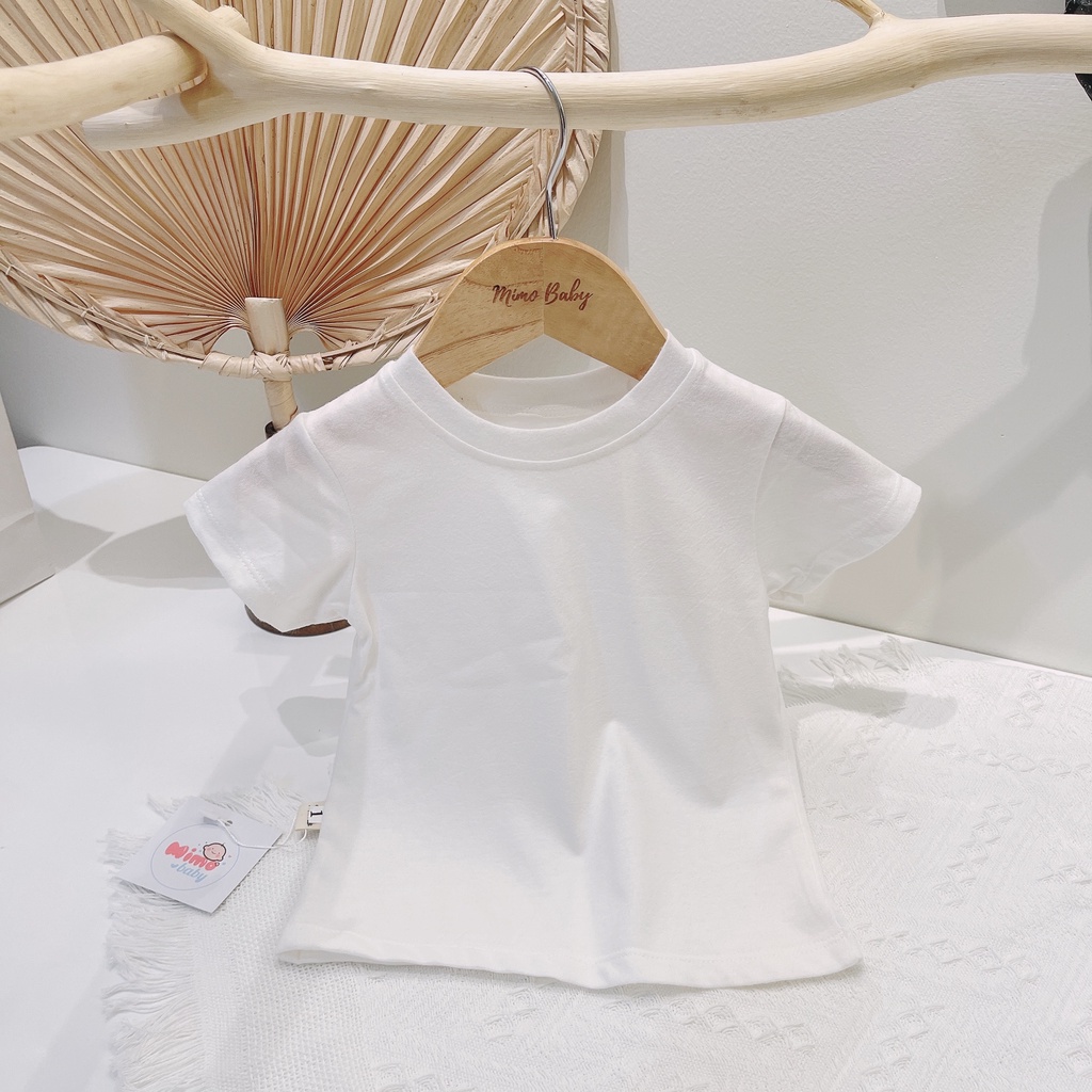 Áo cotton cộc tay màu trắng trơn mùa hè cho bé QA28 Mimo Baby