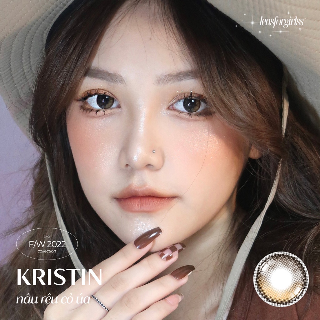 Kính áp tròng nâu ánh bóng highlight KRISTIN BROWN - Made in Korea | HSD 3-6 tháng | Lens cận