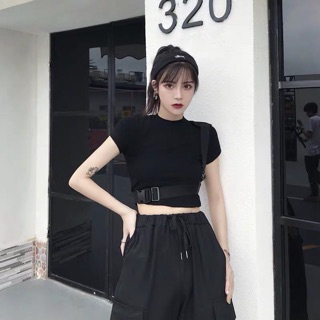 Áo croptop ulzzang kèm đai cá tính 2020 kèm ảnh thật cuối