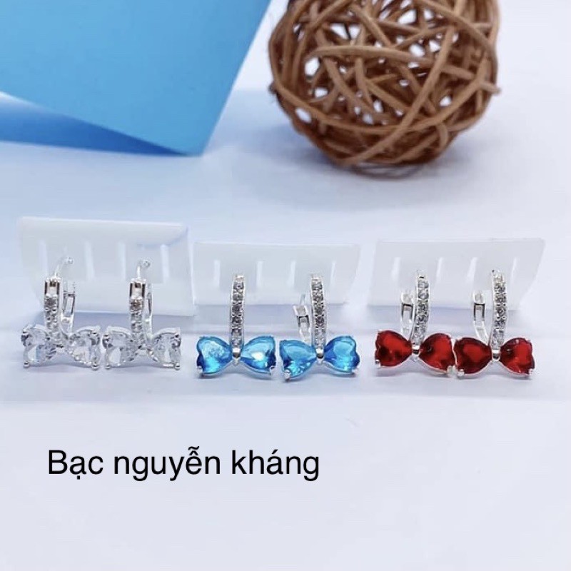 1 ĐÔI BÔNG TAI BẠC NỮ HÌNH NƠ