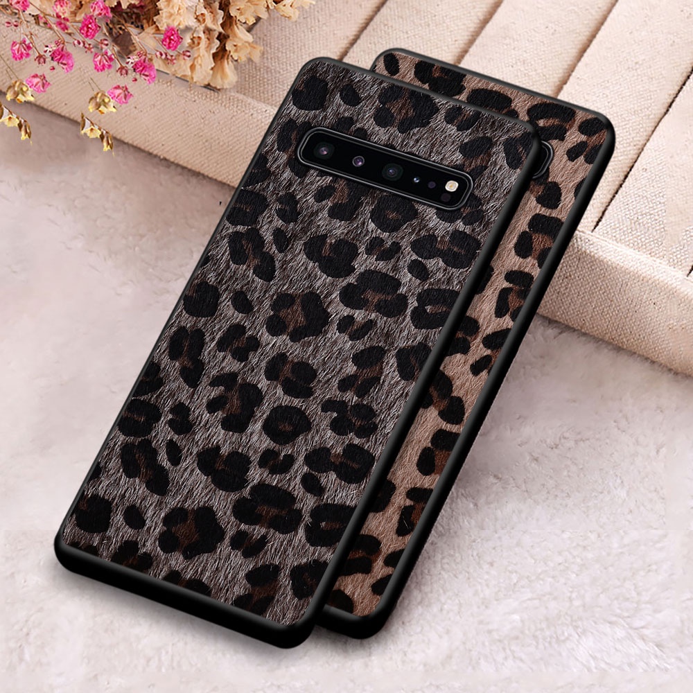 Bao Da Điện Thoại pu Màu Trơn Chống Trầy Xước Họa Tiết Da Báo Cho samsung galaxy s10 plus lite s10e 5g Ốp