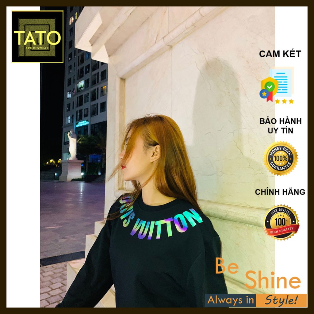 Áo Sweater LV.T in chữ Luis. Vuiton Phản Quang 7 Màu Áo nỉ Dài tay Unisex Form Rộng Thời Trang Nam Nữ in hiệu ứng