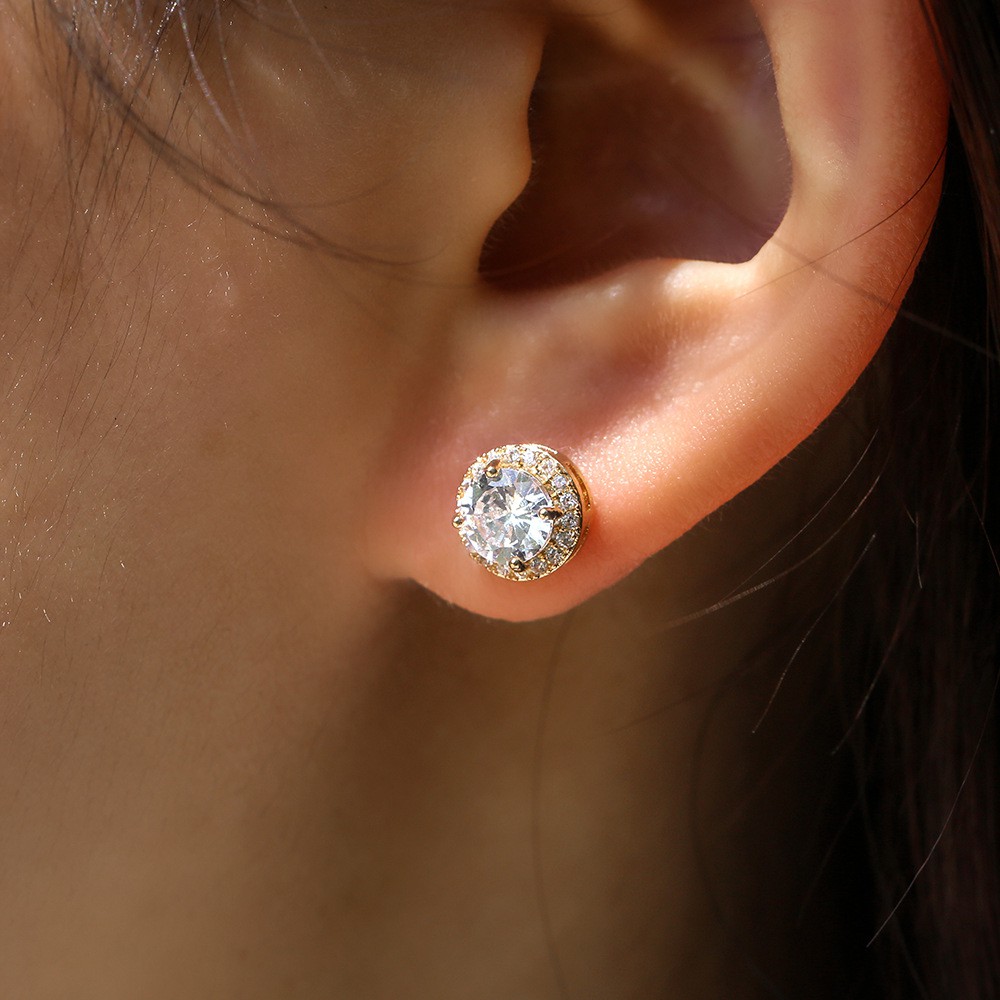Earrings classic wild round color zircon earrings ladies fashion accessories wholesale