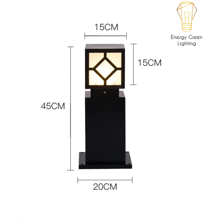 Đèn Cột Sân Vườn Energy Green Lighting DSV-1165 Chống Nước - Chiều Cao 45cm - Cắm Điện Và Dùng Năng Lượng Mặt Trời