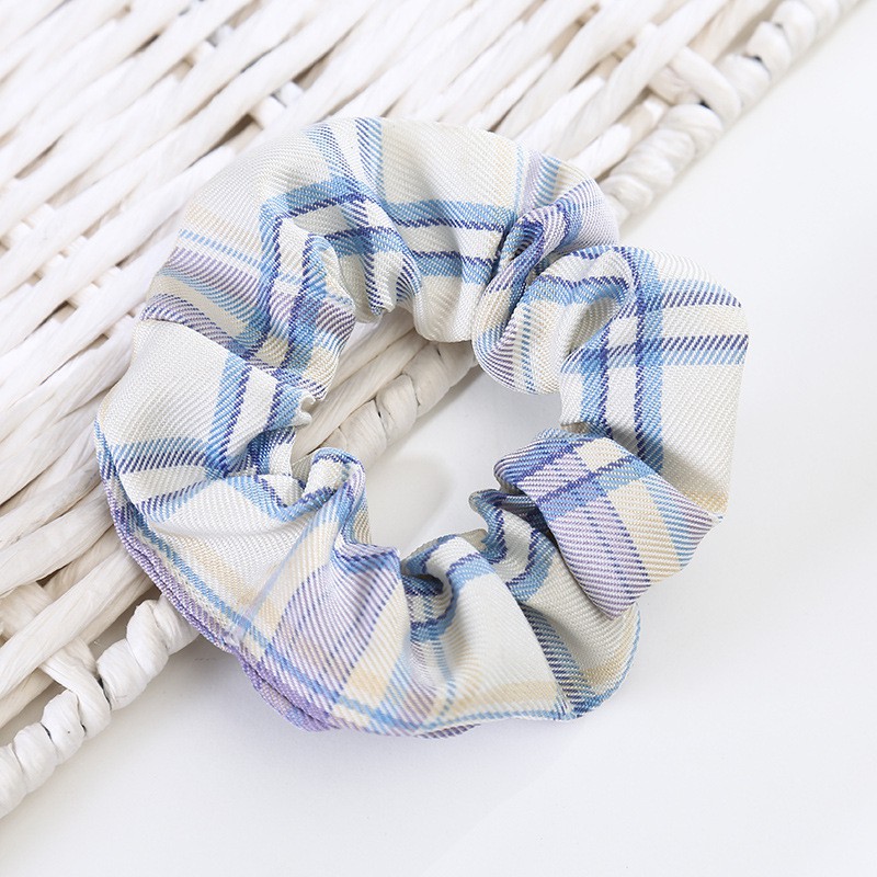 Dây Buộc Tóc Scrunchies Họa Tiết Caro Vintage