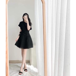 [HÌNH THẬT- SHOP CHỤP] Đầm lệch vai cột eo