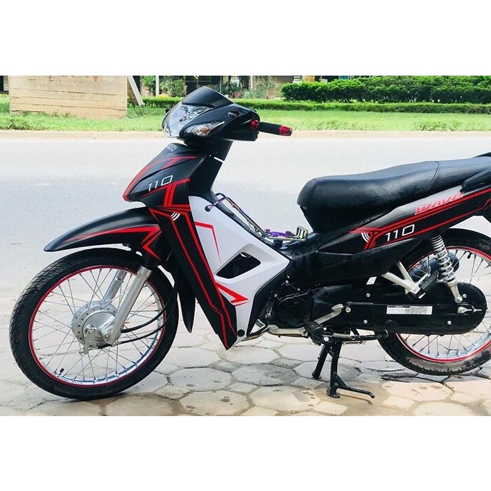 Tem trùm Wave 50cc Đen Viền Đỏ Nhám, team dán xe máy Wave, team trùm Wave, tem decal Wave đen viền đỏ nhám