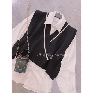 ( Ảnh thật ) Set gile len + áo sơmi