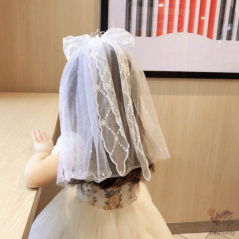 Băng Đô Cài Tóc Hình Vương Miện Đính Đá Phối Ren Phong Cách Hàn Quốc Cho Bé Gái