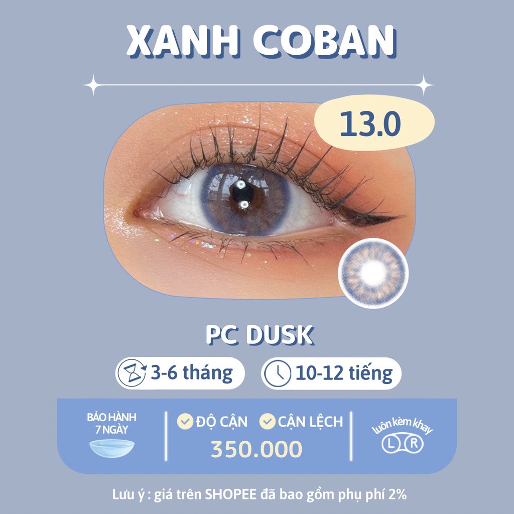 Kính Áp Tròng xanh coban Cloud Dusk dành cho mắt nhạy cảm - Pc Hydrogel | Hạn sử dụng 6 tháng | Lens cận