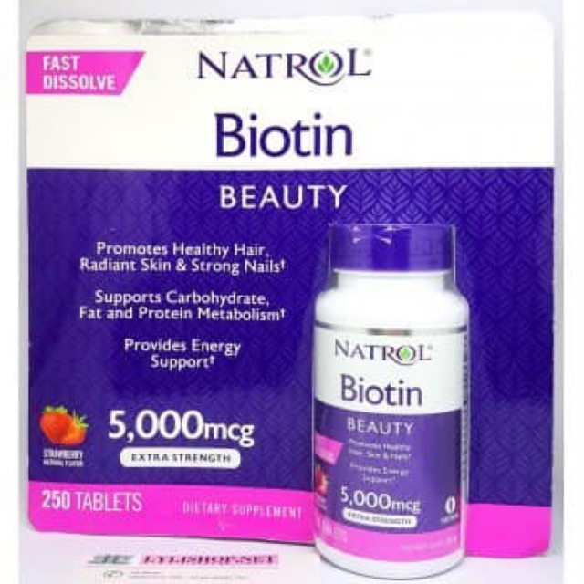 Viên uống hỗ trợ mọc tóc và chống rụng tóc Natrol Biotin 5,000mcg Fast Dissolve 250 viên