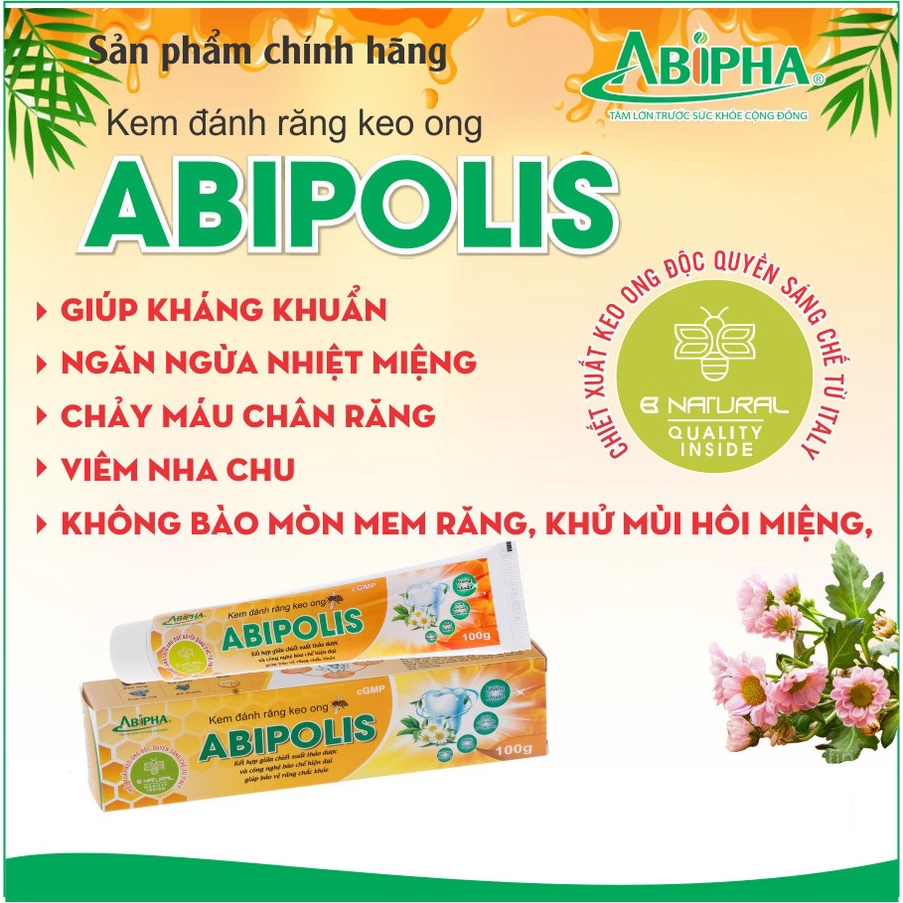 Kem Đánh Răng Keo Ong ABIPOLIS 100G Ngăn Ngừa Vi Khuẩn Giúp Hơi Thở Thơm Lâu Ngừa Nhiệt Miệng Và Chảy Máu Chân Răng