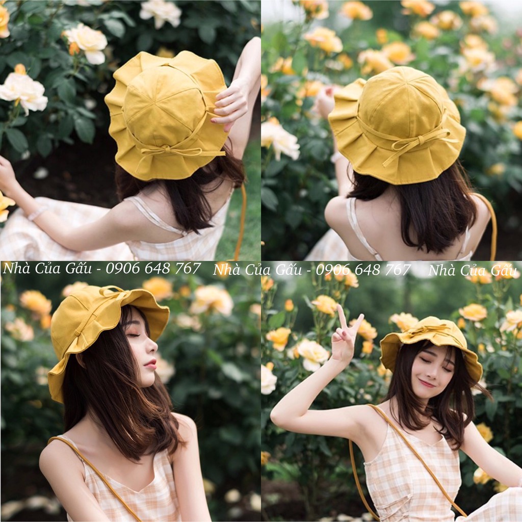 Mũ bucket nữ phối nơ tinh tế siêu yêu luôn