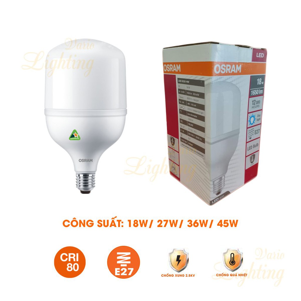 Bóng đèn LED TRỤ ECO CLASSIC A E27 OSRAM -  Hiệu suất cao, chất lượng ánh sáng vượt trội