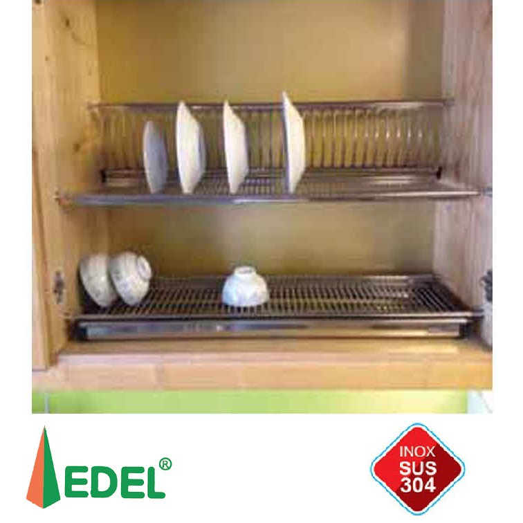 Giá úp bát 2 tầng Edel inox 304 cao cấp, kệ chén âm tủ edel 2 tầng