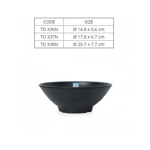 Tô Nhựa Melamine Đen Nhám Nhiều Size