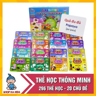 [Bán Sỉ/ Lẻ] Bộ thẻ học thông minh 20 chủ đề song ngữ loại to 296 thẻ học