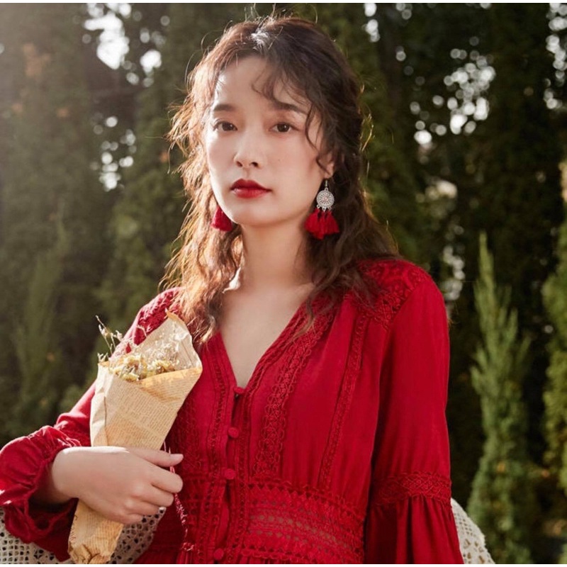 Bông tai boho du lịch, khuyên tai đi biển Vintage sắc màu rực rỡ siêu xinh Hot summer 2022