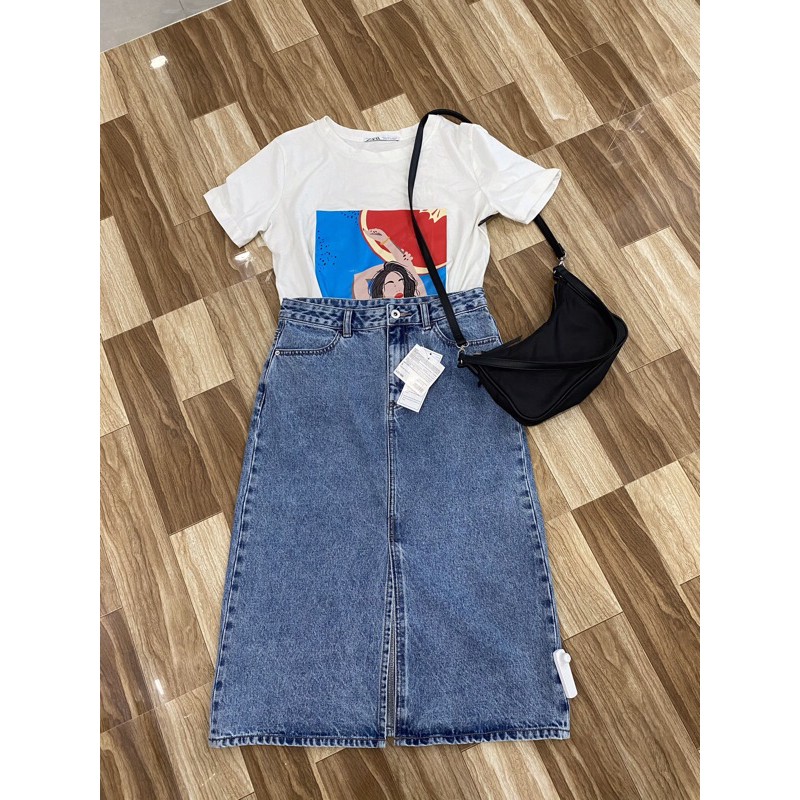 Chân váy jean dài lưng cao dáng A xẻ tà phong cách Hàn Quốc có bigsize | BigBuy360 - bigbuy360.vn