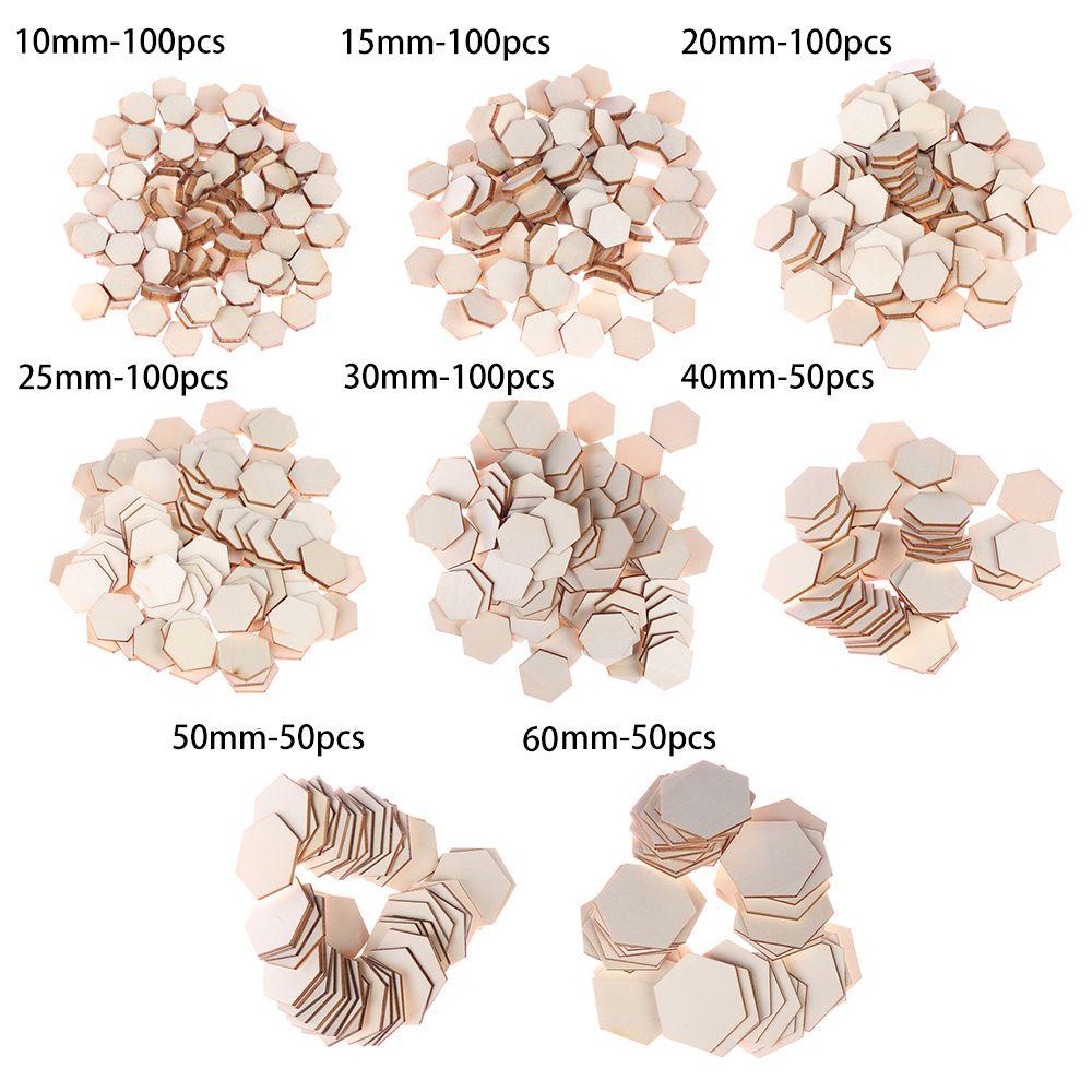 Set 50 / 100 Miếng Gỗ Lục Giác Trang Trí Mới