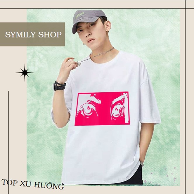Áo Thun In Hình Phong Cách Harajuku Đôi Mắt Hồng Chibi DEMENEM Sales Giá Tốt VAR20211003